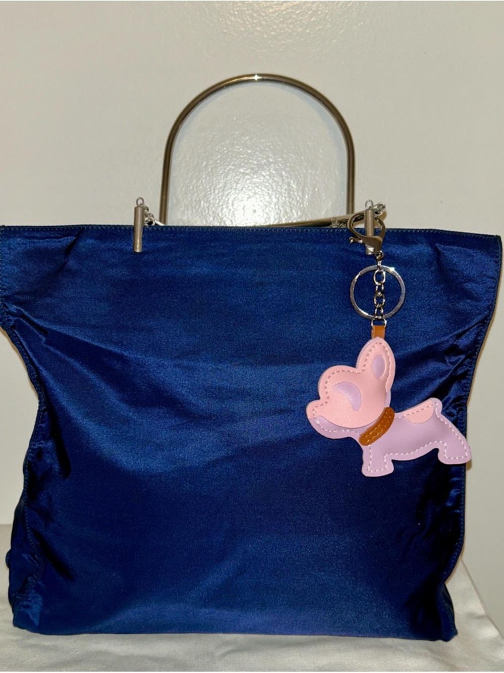 Unique vintage Prada Tessuto nylon bag.  Metal Handles! Deep Navy color - Picture 2 of 14